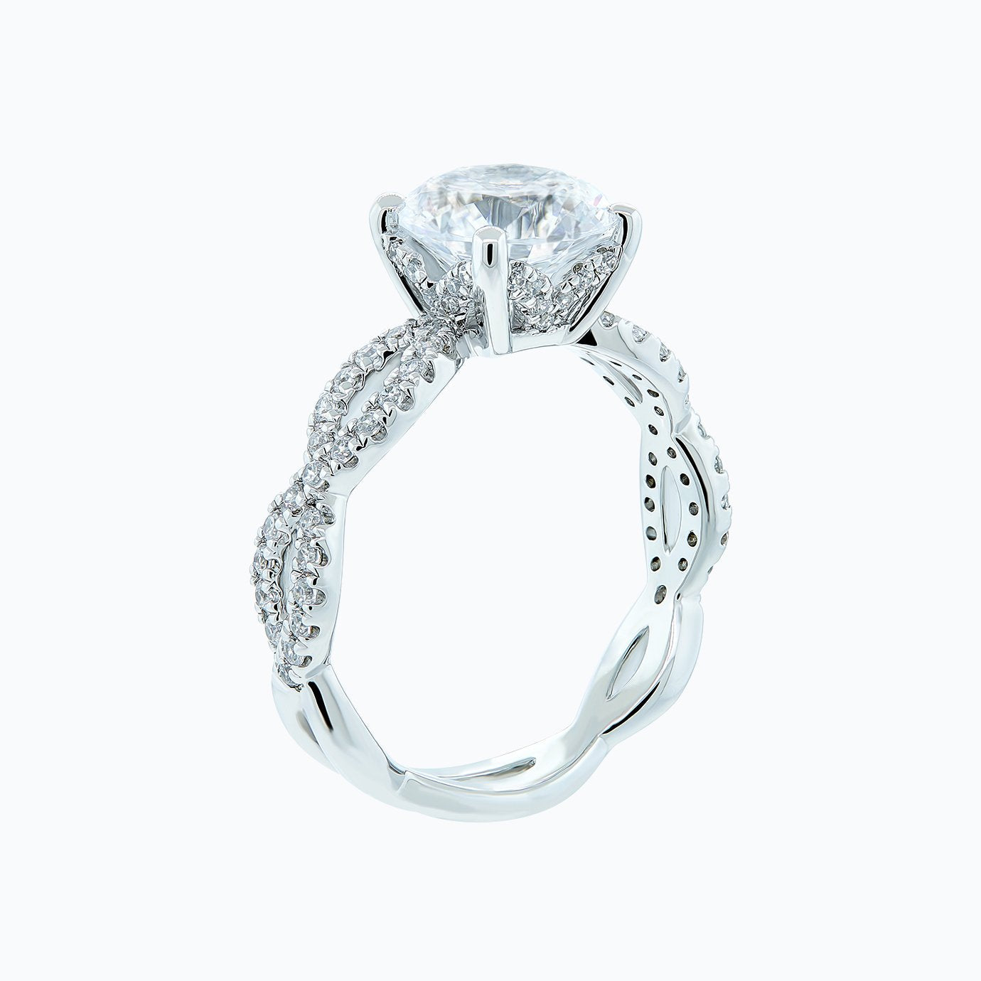 2.0 CT Round Crisscross Pave Lab Grown Diamond Engagement Ring
