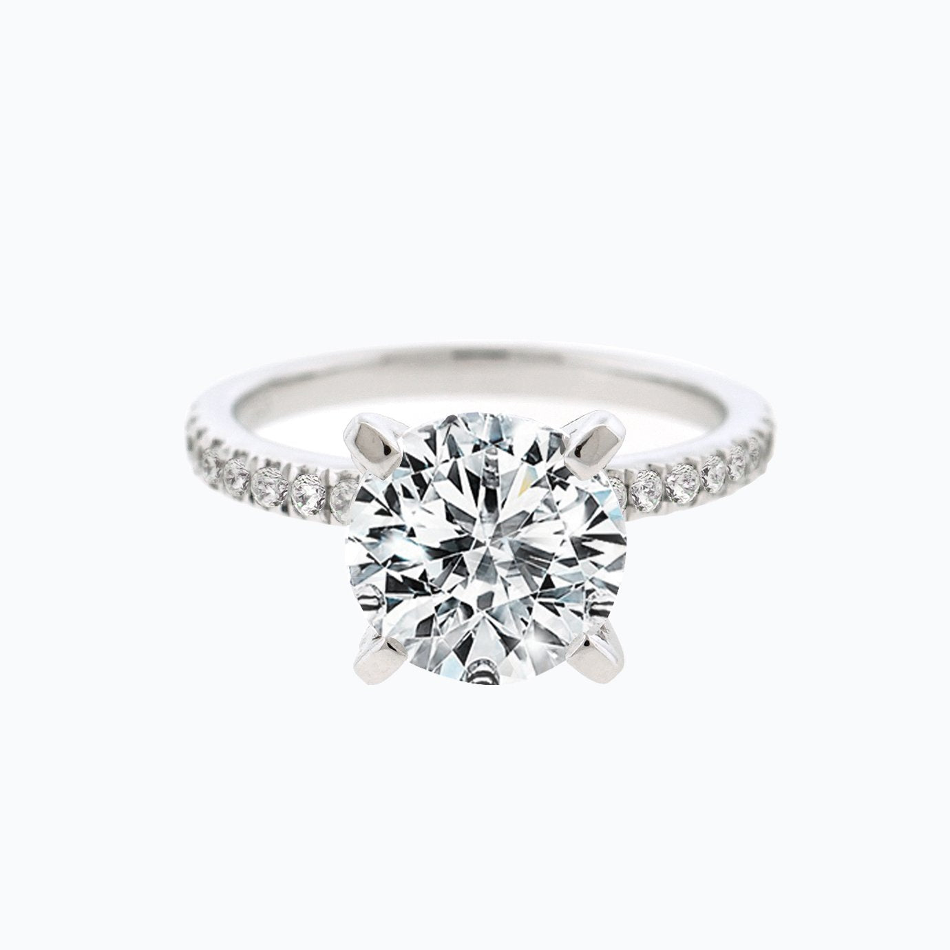 1.50 CT Round Pave Lab Grown Diamond Engagement Ring