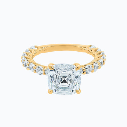 3.0 CT Cushion Hidden Halo & Pave Lab Grown Diamond Engagement Ring