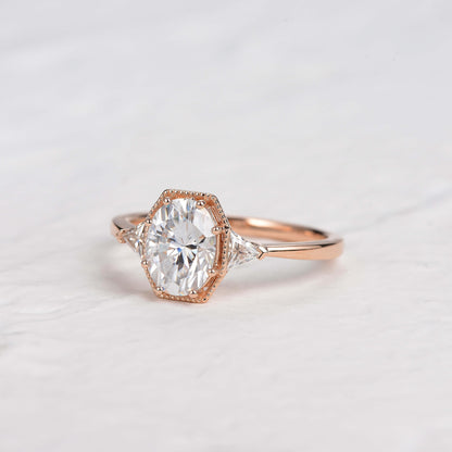 1.33 CT Oval Three Stone Lab Grown Diamond Engagement Ring