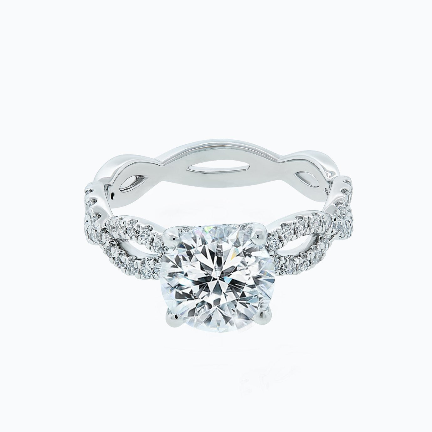 2.0 CT Round Crisscross Pave Lab Grown Diamond Engagement Ring