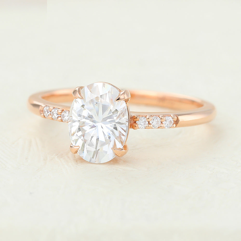 1.33 CT Oval Pave Lab-Grown Diamond Engagement Ring