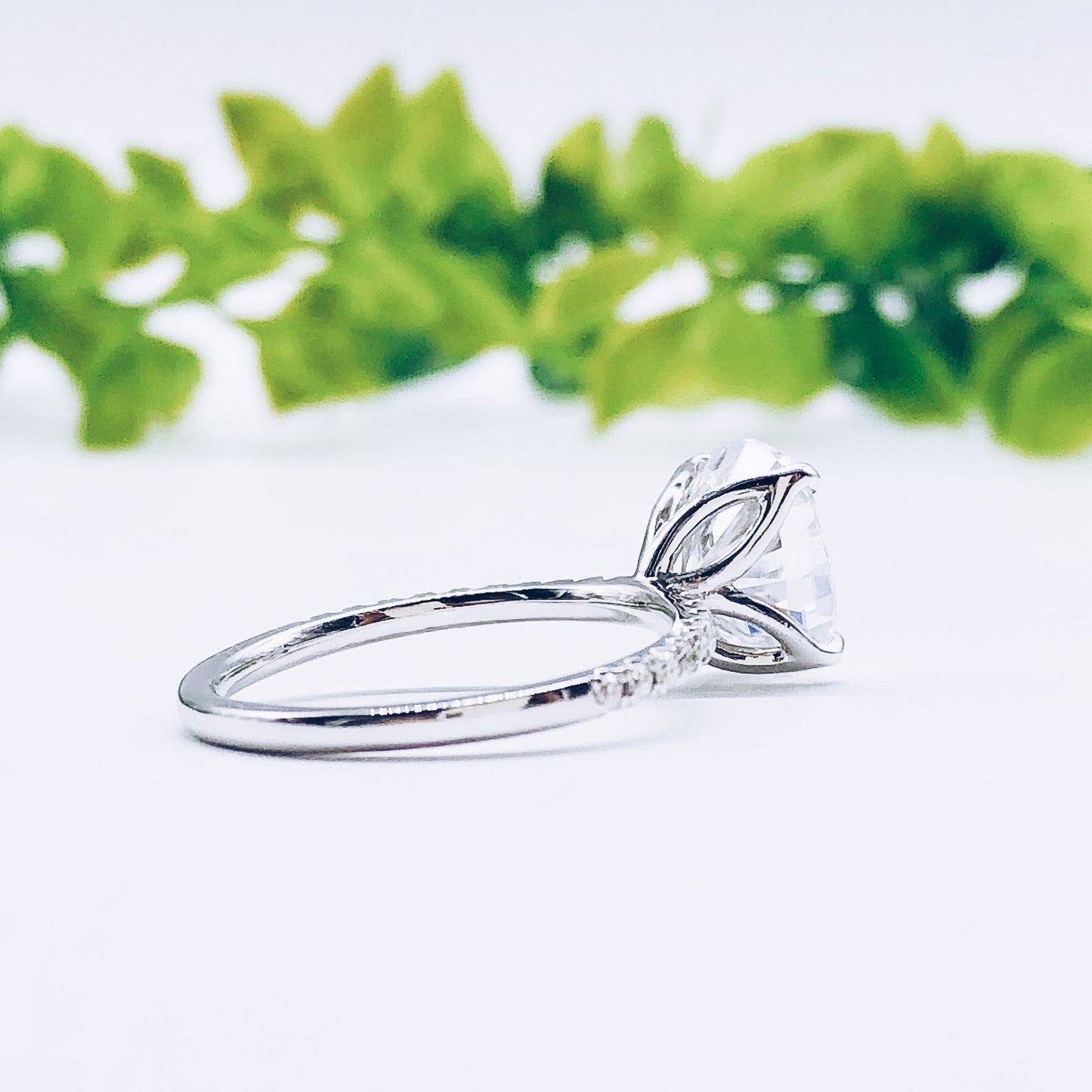 1.91 CT Oval Pave Moissanite Engagement Ring
