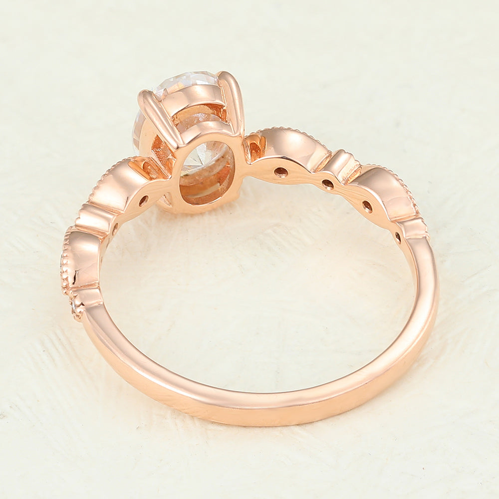 1.33 CT Oval Milgrain Pave Lab-Grown Diamond Engagement Ring