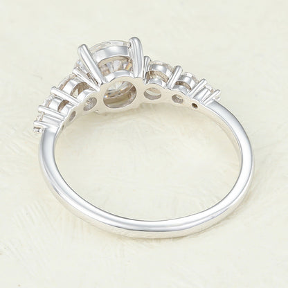 0.88 CT Round Pave Moissanite Engagement Ring