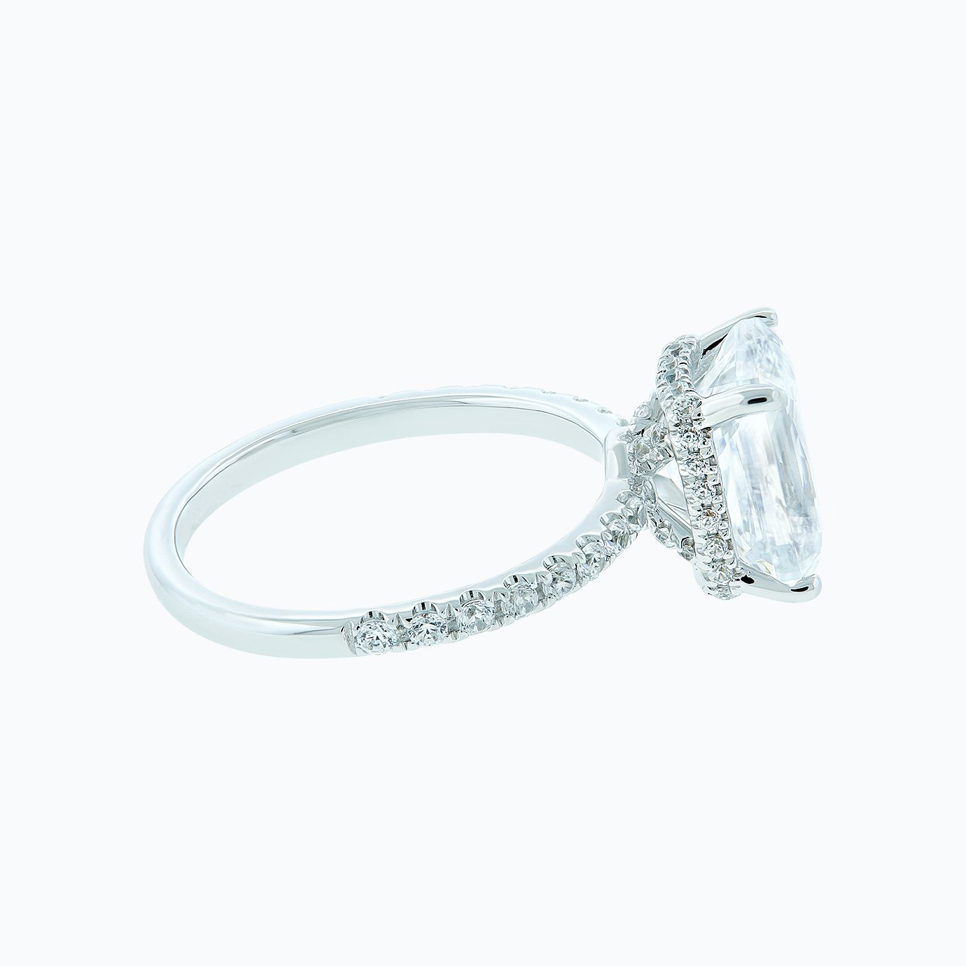 3.0 CT Radiant Hidden Halo & Pave Lab Grown Diamond Engagement Ring
