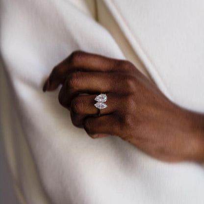 3.45 TCW Pear & Marquise Toi Et Moi Lab Grown Diamond Engagement Ring