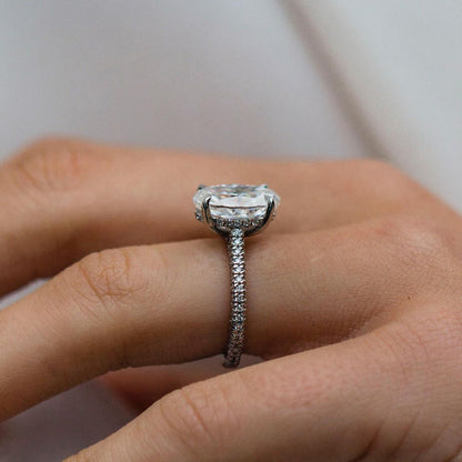 3.5 CT Oval Pave Lab Grown Diamond Engagement Ring
