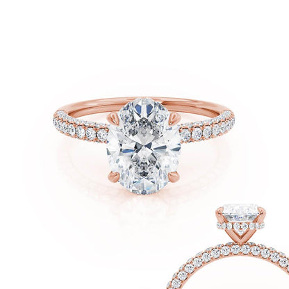 2.1 CT Oval Hidden Halo & Pave Lab Grown Diamond Engagement Ring