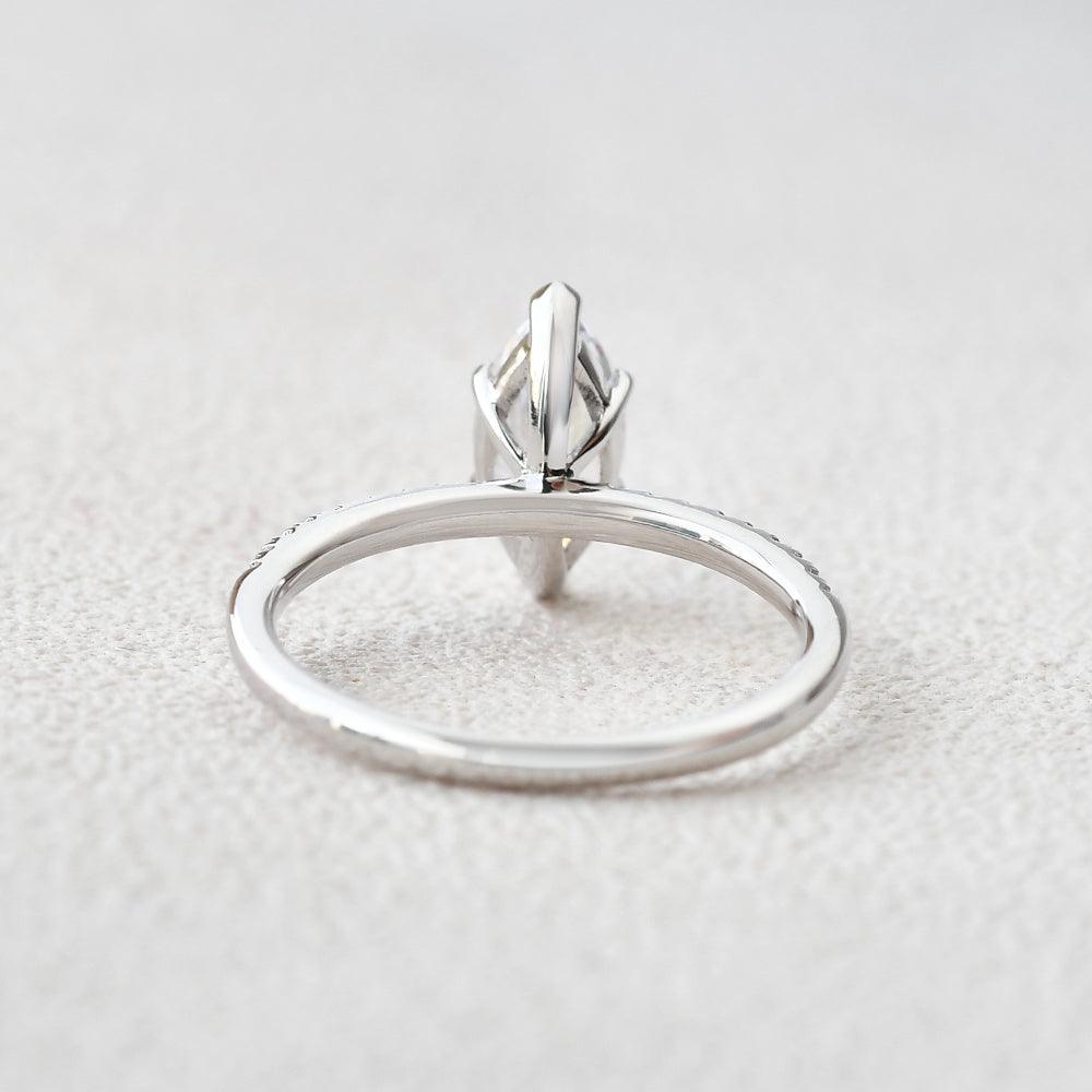 1 CT Marquise Pave Lab Grown Diamond Engagement Ring