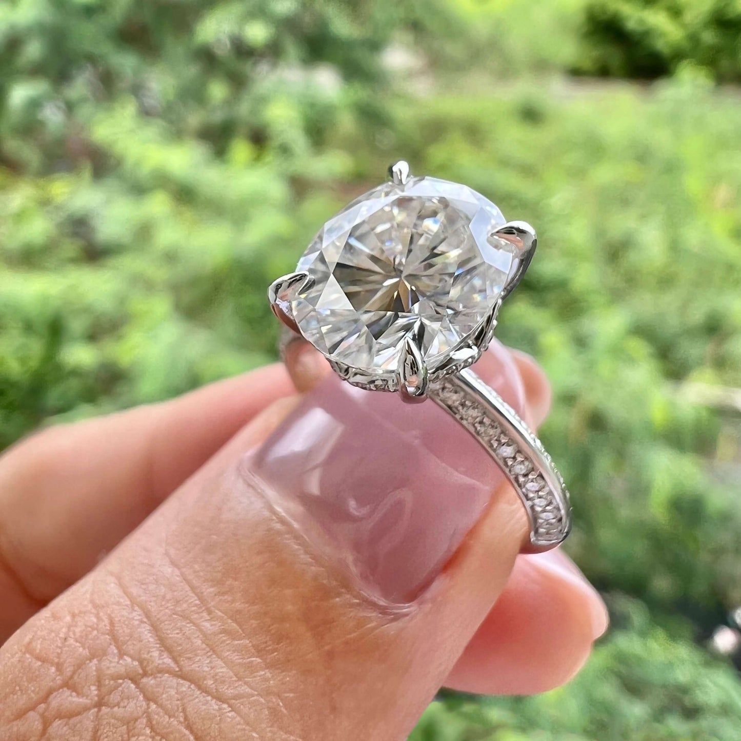 5.18 CT Oval Pave Moissanite Engagement Ring