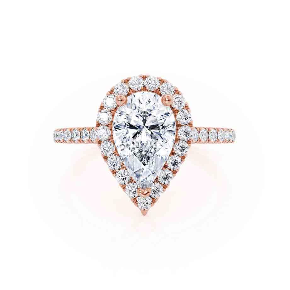 0.94 CT Pear Halo & Pave Lab Grown Diamond Engagement Ring