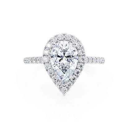 1.92 CT Pear Halo & Pave Lab Grown Diamond Engagement Ring