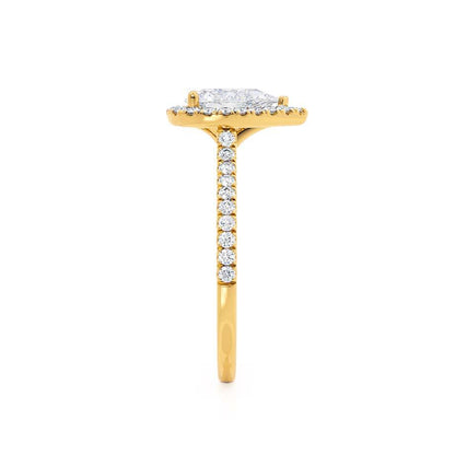 0.94 CT Pear Halo & Pave Lab Grown Diamond Engagement Ring