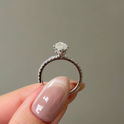 1.02 CT Marquise Pave Moissanite Engagement Ring