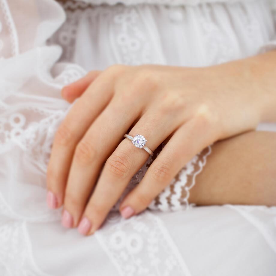 1.2 CT Round Pave Lab Grown Diamond Engagement Ring
