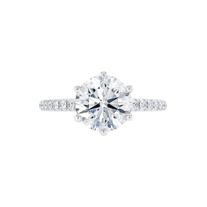 2.2 CT Round Pave Lab Grown Diamond Engagement Ring
