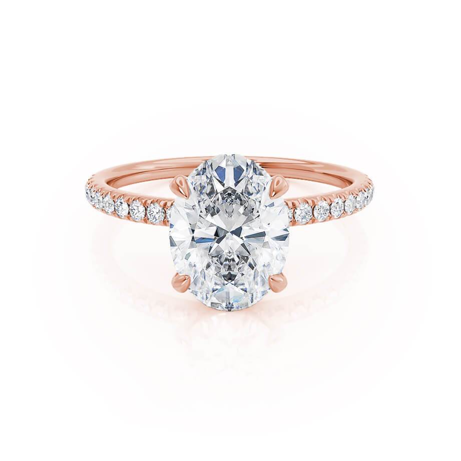 1.5 CT Oval Hidden Halo & Pave Lab Grown Diamond Engagement Ring