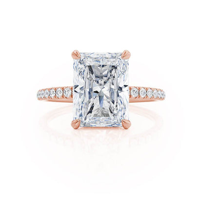1.8 CT Radiant Hidden Halo & Pave Lab Grown Diamond Engagement Ring