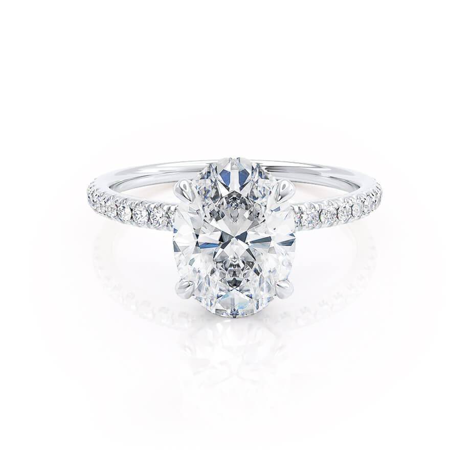 1.5 CT Oval Hidden Halo & Pave Lab Grown Diamond Engagement Ring