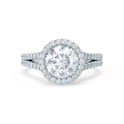 0.5 CT Round Halo, Pave & Split Shank  Lab Grown Diamond Engagement Ring