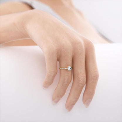 1.2 CT Round Pave Lab Grown Diamond Engagement Ring