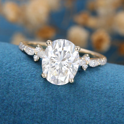 2.72 CT Oval Cluster Lab Grown Diamond Engagement Ring