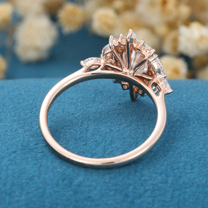 0.84 CT Oval Cluster Lab Grown Diamond Engagement Ring