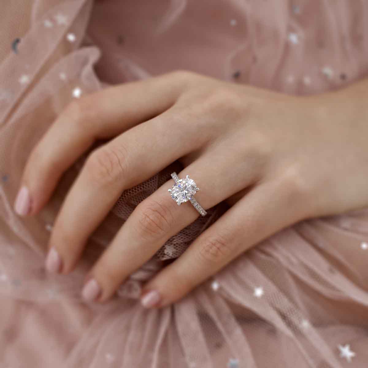 1.8 CT Oval Pave Lab Grown Diamond Engagement Ring