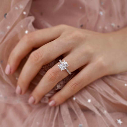 1.8 CT Oval Pave Lab Grown Diamond Engagement Ring