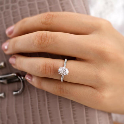 1.5 CT Oval Pave Lab Grown Diamond Engagement Ring