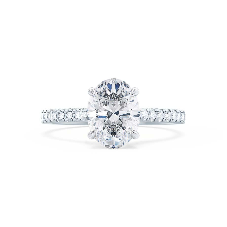 3 CT Oval Pave Lab Grown Diamond Engagement Ring