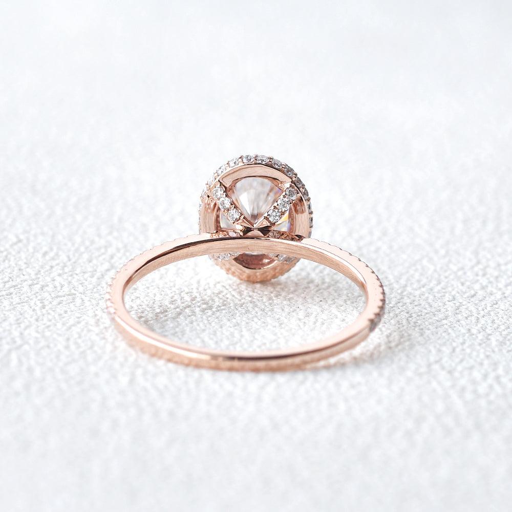 1.91 CT Oval Halo & Pave Lab Grown Diamond Engagement Ring
