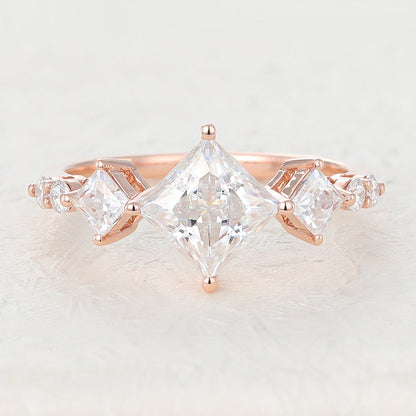 1.35 CT Princess Cluster Lab-Grown Diamond Engagement Ring