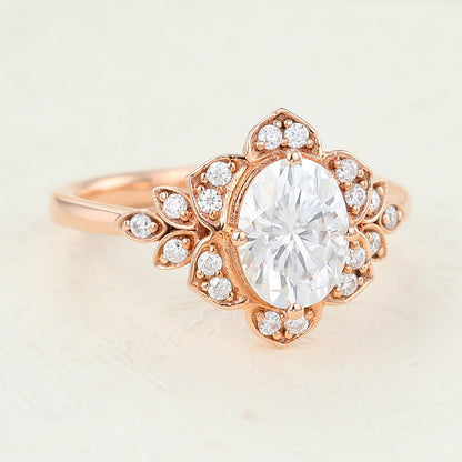 1.33 CT Oval Cluster Lab-Grown Diamond Engagement Ring